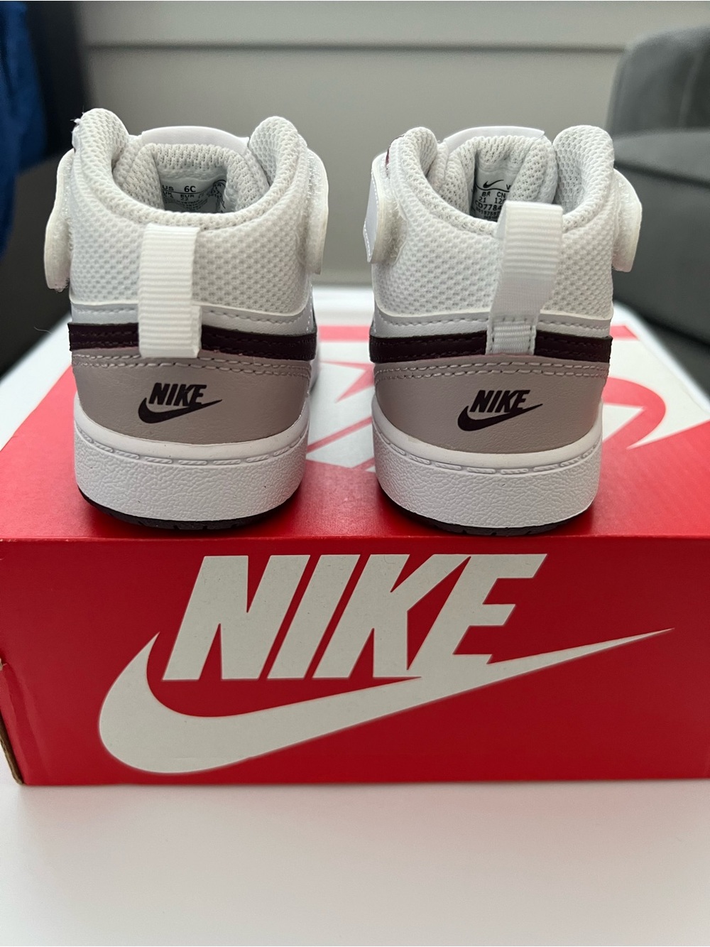 Nike Court Borough mid 2 White Burgundy Crush Sneakers 6c Toddler - Picture 4 of 8